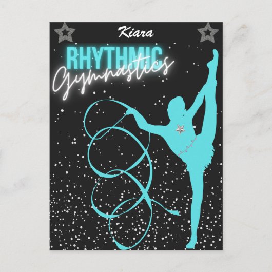 Rhythmic Gymnastics Ribbon and Stars Briefkaart (Voorkant)