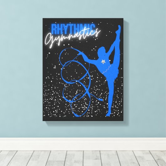 Rhythmic Gymnastics Ribbon and Stars Canvas Afdruk (Insitu (Houten vloer))