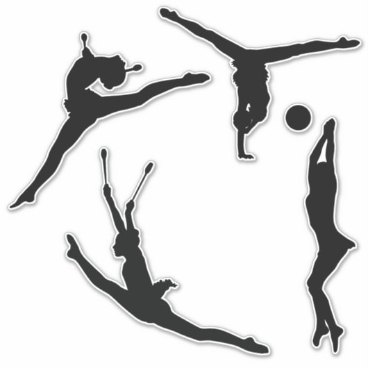 Rhythmic Gymnastics Silhouette Sticker (Voorkant)