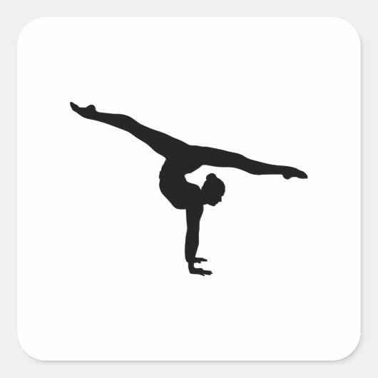 Rhythmic Gymnastics Silhouette Vierkante Sticker (Voorkant)