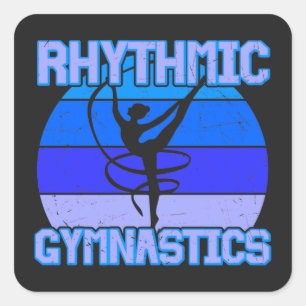 Rhythmische gymnastiek, verstoord in blauw/Paars Vierkante Sticker