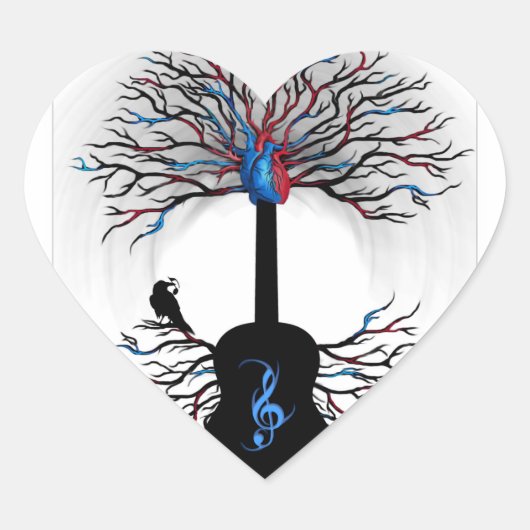 Rhythms of the Heart - ( surreal guitar art ) Hart Sticker (Voorkant)