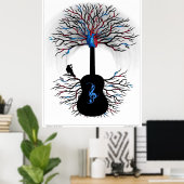 Rhythms of the Heart - ( surreal guitar art ) Poster (Thuiskantoor)
