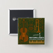 Rhythms & Roots-knop Vierkante Button 5,1 Cm (Voorkant /achterkant)