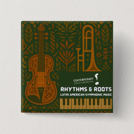 Rhythms & Roots-knop Vierkante Button 5,1 Cm (Voorkant)