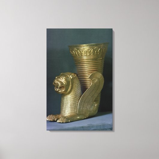 Rhyton in de vorm van een zittend leeuwmonster canvas afdruk (Voorkant)