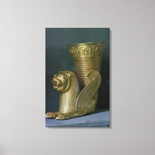 Rhyton in de vorm van een zittend leeuwmonster canvas afdruk