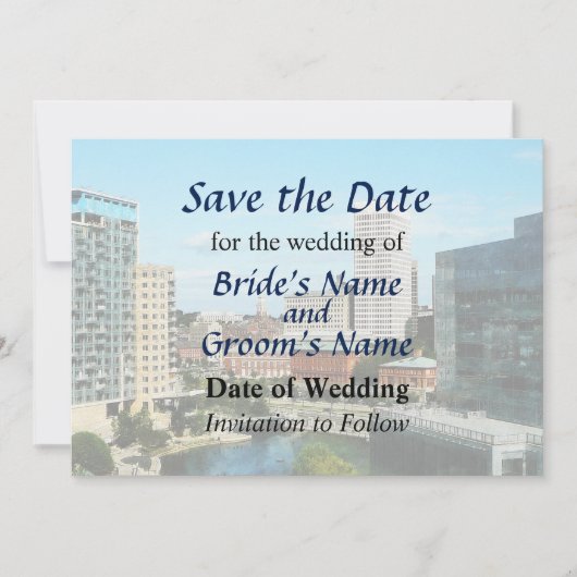 RI- Providence RI Skyline Save The Date (Voorkant)
