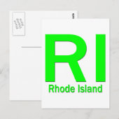 RI Rhode Island vlakgroen Briefkaart (Voorkant / Achterkant)