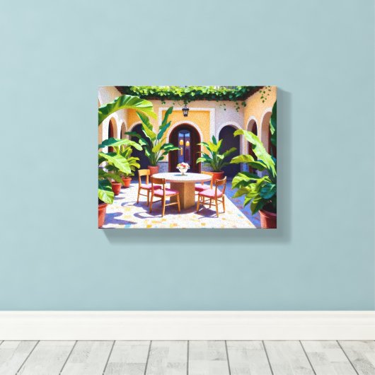 Riad Courtyard Canvas Print (Insitu (Houten vloer))