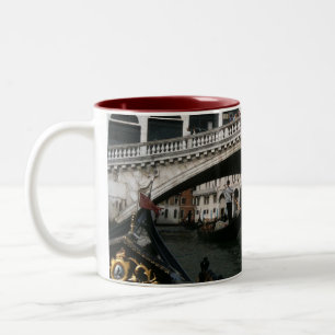 Rialto Bridge Venice Gondolas Lagoon Tweekleurige Koffiemok