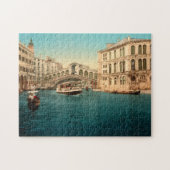 Rialto Bridge Venice, Italië — Grote Kanaalboot Legpuzzel (Horizontaal)