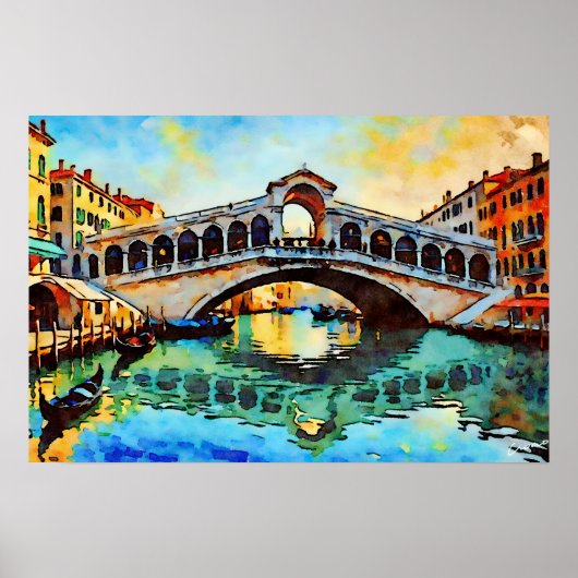 Rialto Bridge Watercolor Poster (Voorkant)