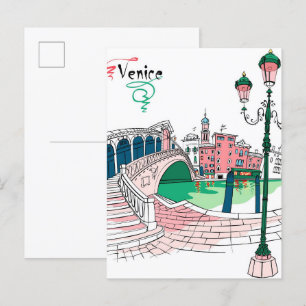 Rialto brug Grand Canal Venetië Italië Reizen Briefkaart