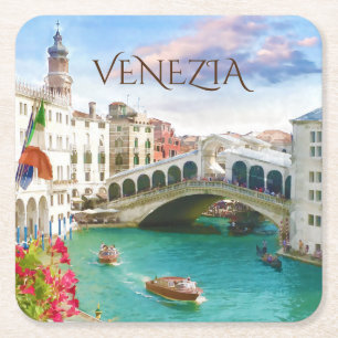 Rialto Brug in Venezia Venetië, Italië Coaster Kartonnen Onderzetters