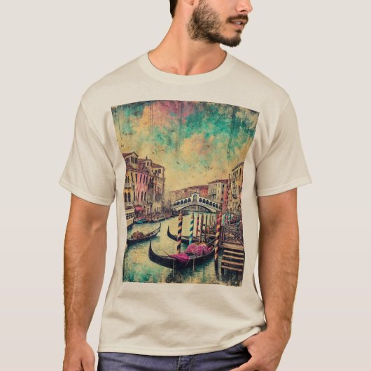 Rialtobrug en Gondolas van Venetië T-shirt (Voorkant)