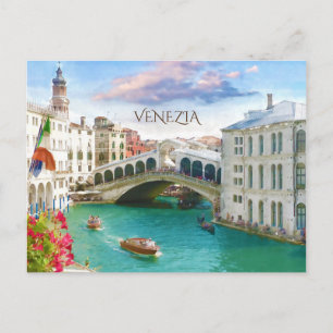Rialtobrug in Venetië   Venezia, Italië Briefkaart