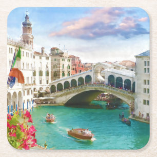 Rialtobrug in Venezia Venetië, Italië Onderzette Kartonnen Onderzetters