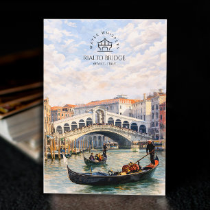 Rialtobrug, Venetië, Italië, Watercolor Landschap Briefkaart