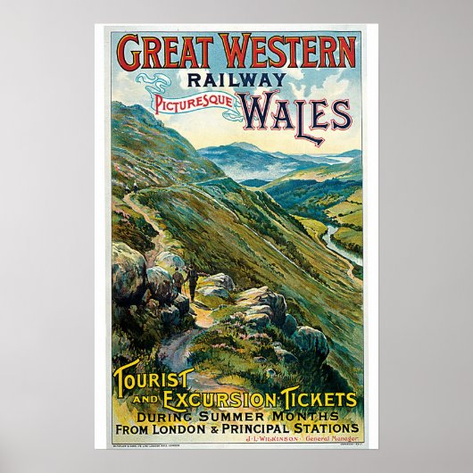 Rialway Wales Vintage Travel Poster (Voorkant)