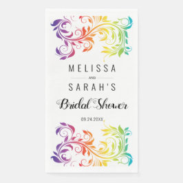 Rianboogkleuren scrolleaf lesbian vrijgezellenfees servet