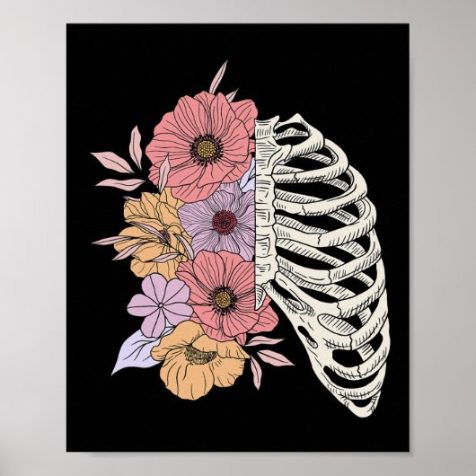 Rib Cage Flower Easy Halloween Kostuum Poster (Voorkant)