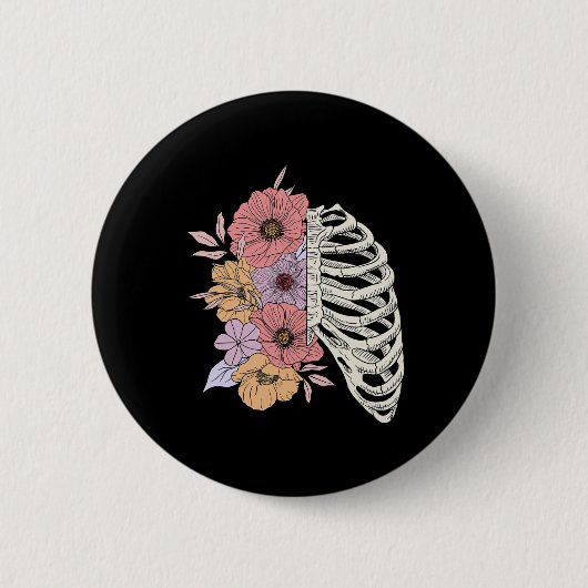 Rib Cage Flower Easy Halloween Kostuum Ronde Button 5,7 Cm (Voorkant)