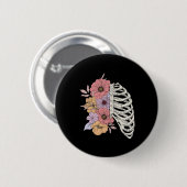 Rib Cage Flower Easy Halloween Kostuum Ronde Button 5,7 Cm (Voorkant /achterkant)