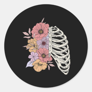 Rib Cage Flower Easy Halloween Kostuum Ronde Sticker
