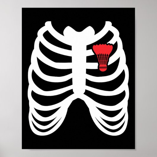 Rib Cage Funny Badminton Speler T Shirt Gift Poster (Voorkant)