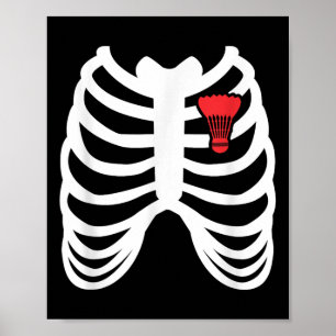 Rib Cage Grappig Badminton Speler T Shirt Cadeau Poster