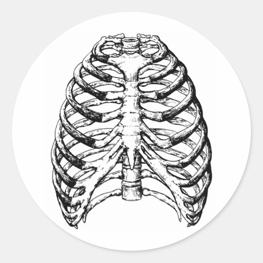 Rib Cage Grey Ronde Sticker (Voorkant)