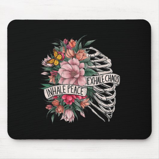 Rib Cage Inhaleren Vrede Uitademen Chaos Geestelij Muismat (Voorkant)