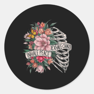 Rib Cage Inhaleren Vrede Uitademen Chaos Geestelij Ronde Sticker