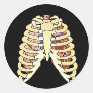 Rib Cage Lungs en hart Ronde Sticker