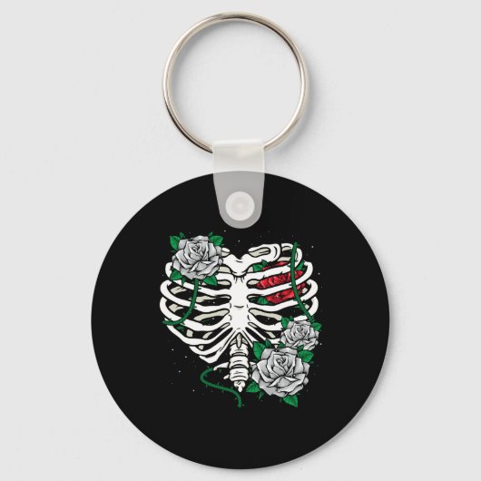 Rib Cage Met Bloemen Halloween Xray Skeleton Cand Sleutelhanger (Voorkant)