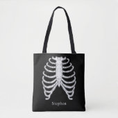 Rib Cage Skelet Botten en aangepaste naam Hallowee Tote Bag (Voorkant)