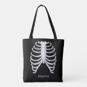 Rib Cage Skelet Botten en aangepaste naam Hallowee Tote Bag (Achterkant)