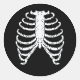 Rib Cage Skelet Botten Halloween Zwart-Wit Ronde Sticker