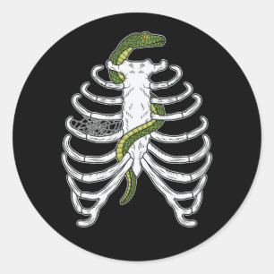 Rib Cage Skelet Botten met Groene Snake Halloween Ronde Sticker