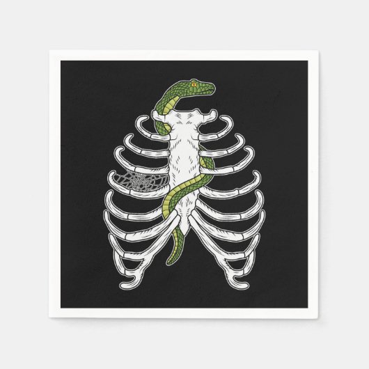 Rib Cage Skelet Botten met Groene Snake Halloween Servet (Voorkant)