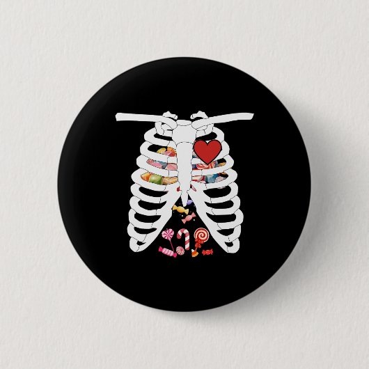 Rib Cage X-ray Snoep Grappig Halloween Kostuum Kin Ronde Button 5,7 Cm (Voorkant)
