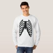 Rib Cage Zwart botten Halloween Kostuum T-shirt (Voorkant volledig)