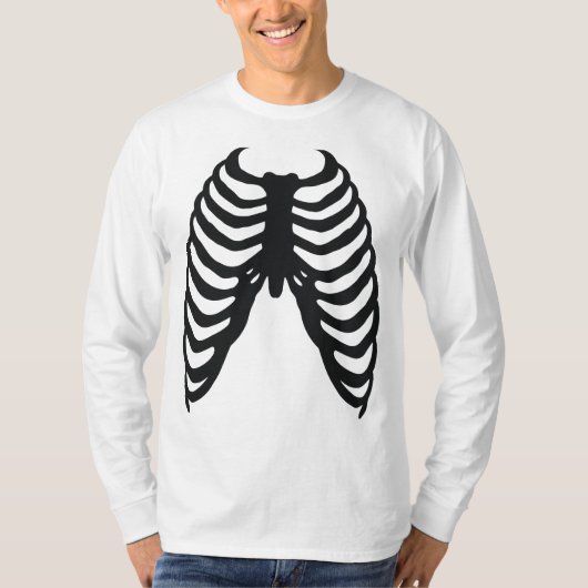 Rib Cage Zwart botten Halloween Kostuum T-shirt (Voorkant)