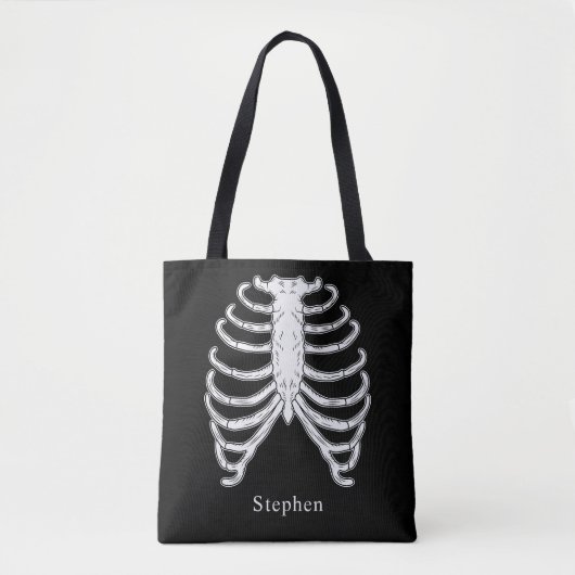 Ribbenkast Skelet Botten en Aangepaste Naam Hallow Tote Bag (Voorkant)