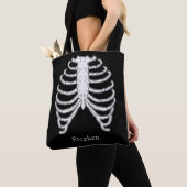 Ribbenkast Skelet Botten en Aangepaste Naam Hallow Tote Bag (Dichtbij)