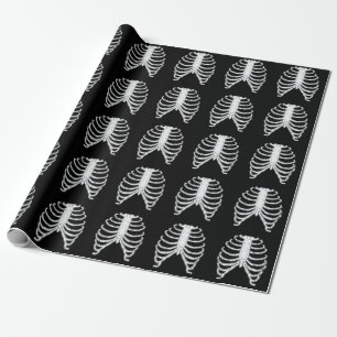 Ribbenkast Skelet Botten Halloween Patroon Cadeaupapier