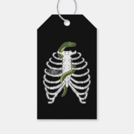 Ribbenkast Skelet Botten Met Groene Slang Hallowee Cadeaulabel