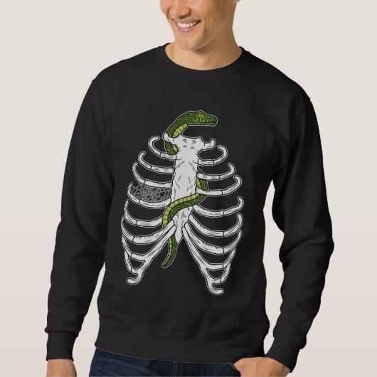Ribbenkastbotten met slang en spinnenweb Halloween Trui (Voorkant)