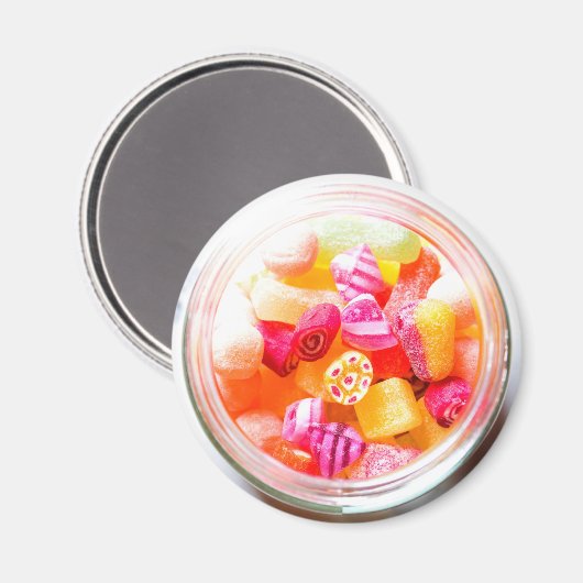 Ribbensnoeppot schattige kleurige snoepjes magneet (Voorkant / Achterkant)